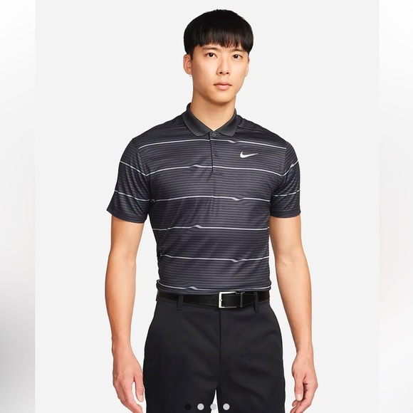 Nike Victory Men’s Dri-FIT Black Gray Stripe Golf Polo Size Small - Picture 1 of 12